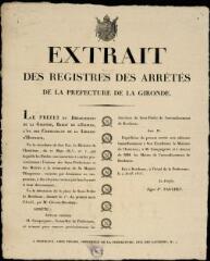 Extrait des registres des arrêtés de la Préfecture de la Gironde du 4 avril 1815. Bordeaux : [s.n.], 1815 (Pinard).