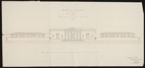 Plan d'élévation de la façade du second projet de construction du palais de justice de Bordeaux.